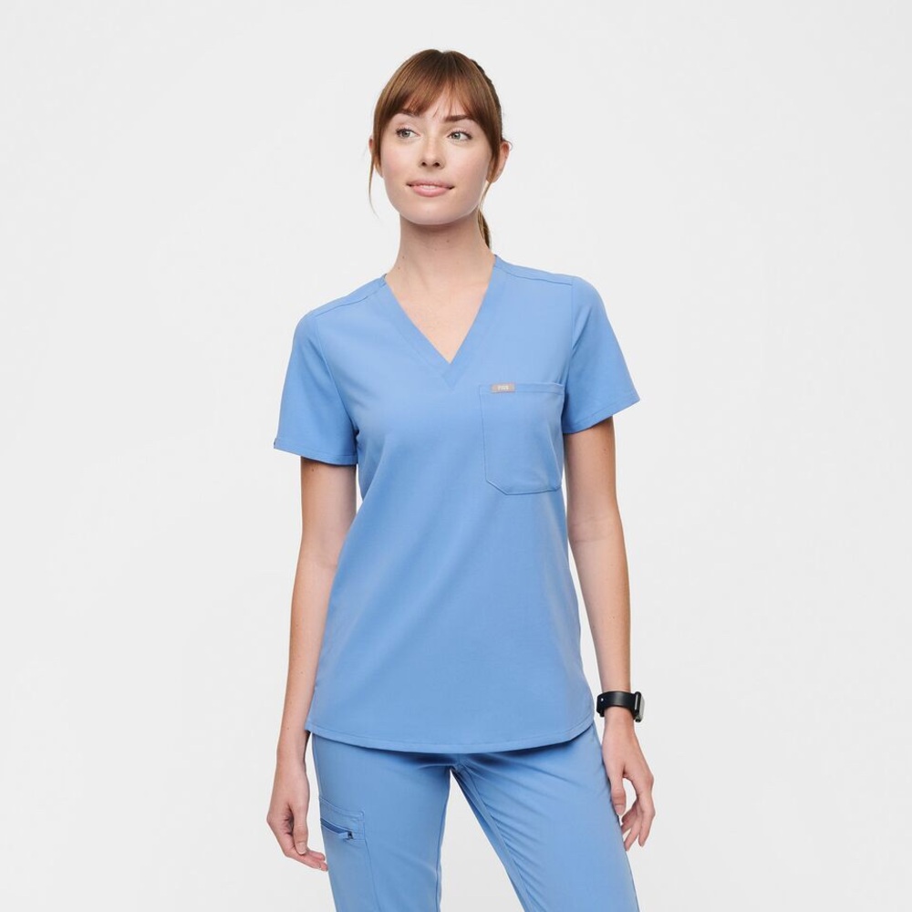 Figs scrub top in style Catarina and color Ceil Blue